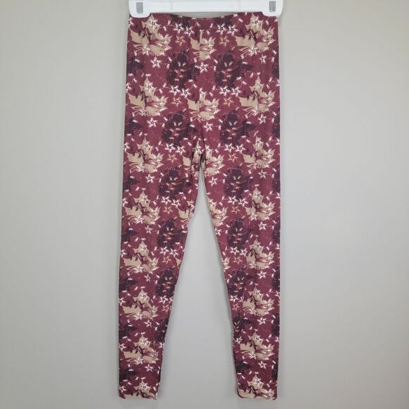 Legging Depot Burgundy Fall Print Leggings  One Size Fits All - Picture 2 of 6